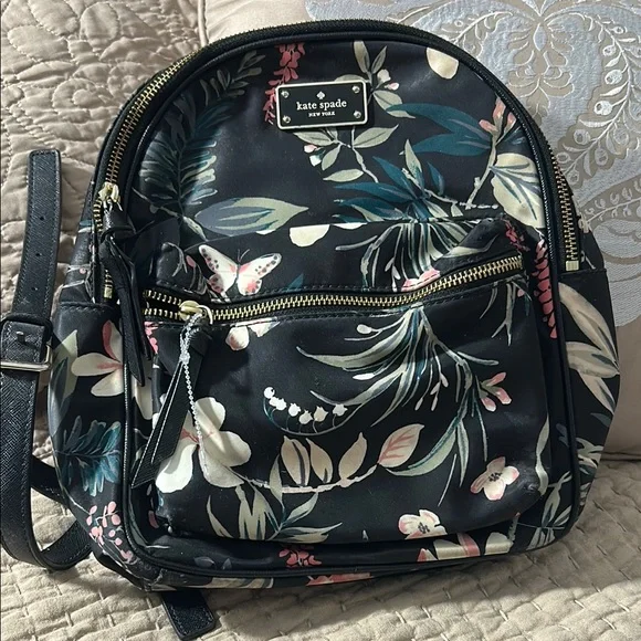 Kate Spade Black Floral Backpack Spade Flower Quilted Fabric Convertible Backpack | Kate Spade NL main image 3